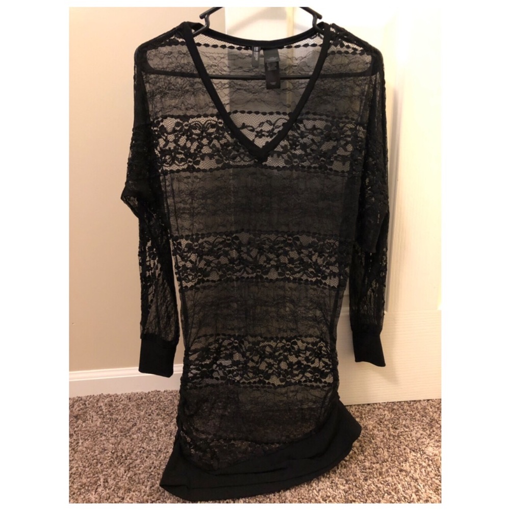 Lace Long-Sleeve Top and Cami Set